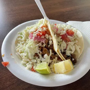 Dos tacos pork and beef