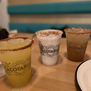 Mango margarita, horchata, tamarindo margarita