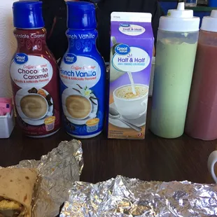 a variety of condiments