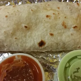 Breakfast Burrito with Hot Sauce