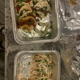 Got 2 Taco Tray (20) steak, chorizo, fish and pork
