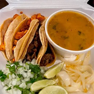 Tacos plate - chicken and beef