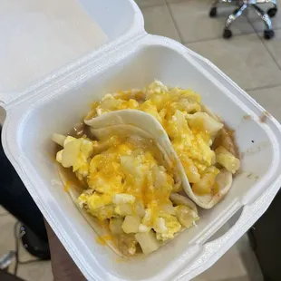 Breakfast Taco (2) (potato &amp; egg add beans and cheese)