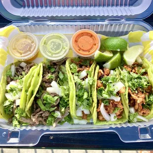 Al pastor &amp; bistec tacuties. Excellent.