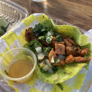 Order of 3 tacutie pastor tacos. This one was lucky to be around for the photo. Very good. Highly recommend these tacos.