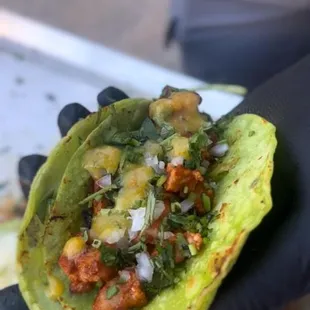 ** Tacutie**

Taco with you choose if protein with 2 warm cactus tortillas.