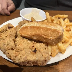 Chicken fried steak with fries