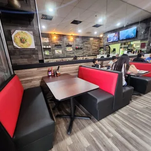 Refreshed dining area! These booths were super comfortable.