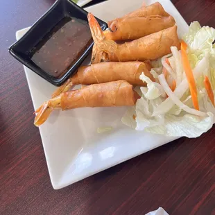 Fried shrimp rolls. My son said they were fire!  10/10