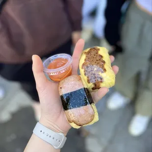 spam &amp; egg musubi, omurice &amp; spam &amp; pork floss musubi