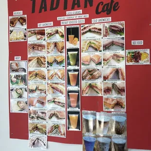 Menu in the wall right as you walk in.