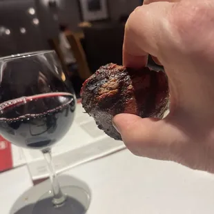 That's my steak. A 9oz filet?  It was mushy. Yuck