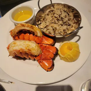 Lobster tail with wild rice