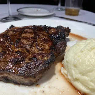 Boneless Ribeye and mashed potatoes