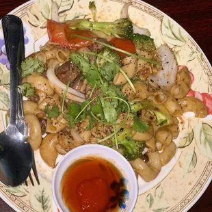 Nui Xao Bo  Stir Fried Macaroni with Shaking Beef