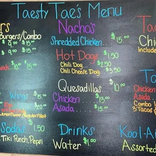 Food truck menu