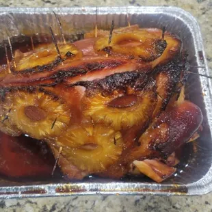 Brown sugar and pineapple glazed ham