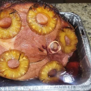 Brown sugar and pineapple glazed ham