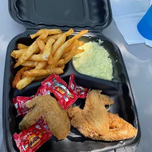 3 wings combo with fries and coleslaw