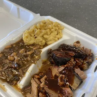 Brisket Plate, with Beans and Mac