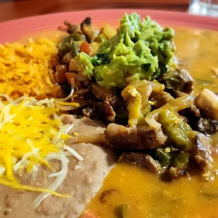 Steak ranchero plate. Excellent preparation of steak.