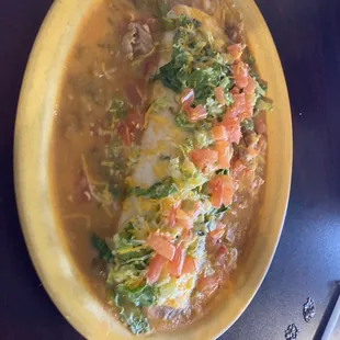 Smothered Beef and Bean Burrito