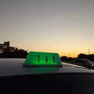 My bright green Light Bar, so you can see when I pull up with your order, at night.
