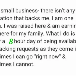 a text message from a customer