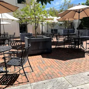 tables and umbrellas