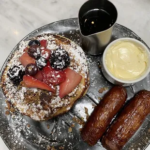 Buttermilk Pancakes, Sausage Links and Maple Syrup