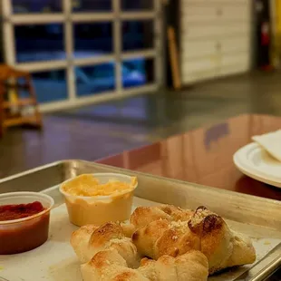a tray of pastries on a table