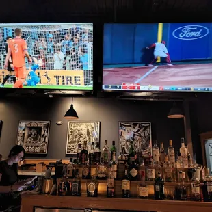 a baseball game on tv