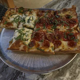 Half Bianca half hot honey and pepperoni