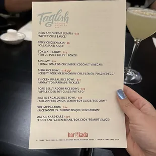Taglish preview night menu