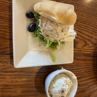 Chicken Salad Sandwich with Red Potato skin Salad