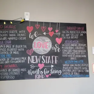 a chalk board with a menu on it
