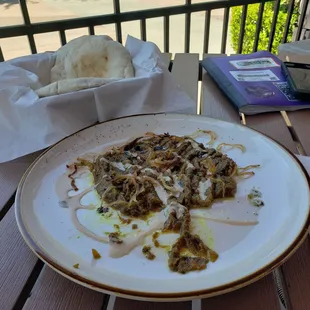 Eggplant appetizer with fresh made bread...YUM