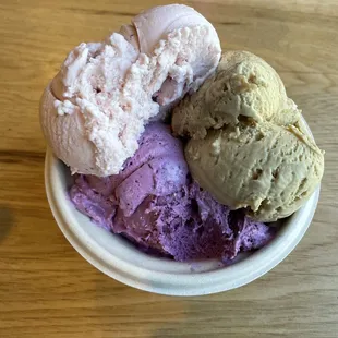 Pint - Roasted Strawberry Ice Cream Pint of Honey Graham Ice Cream Pint of Jazzman Blues Ice Cream