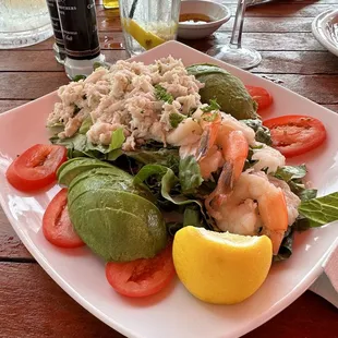 Crab and shrimp salad with fresh avocado