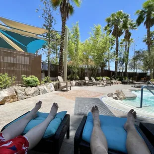 Lounging in the adult only hot tub area