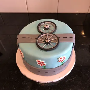 a cake with a bicycle on it