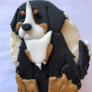 Fondant Bernese Mountain dog cupcake topper