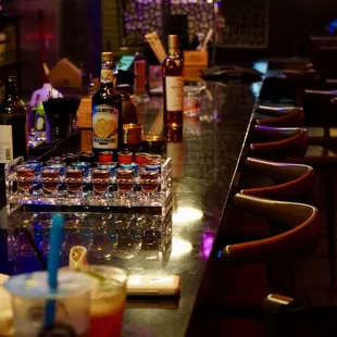 bottles of alcohol on the bar