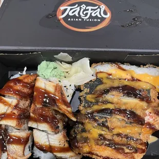 Dancing eel and calzone sushi