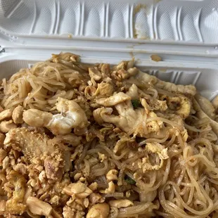 Chicken pad Thai first time here.  Delicious!  So much food. Leftovers for tomorrow