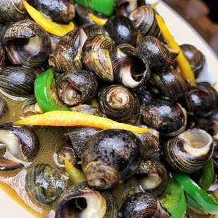 a plate of steamed snails