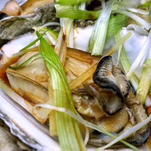 Oysters with ginger and scallion