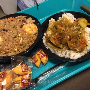 House Special Fried Rice, Curry Shrimp with Steam Rice