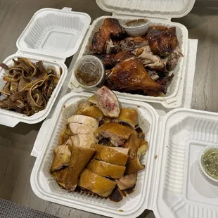 Marinated pig ears, pork stomach, soy sauce chicken, roasted duck
