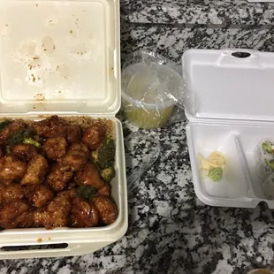 General tso chicken and Philly roll